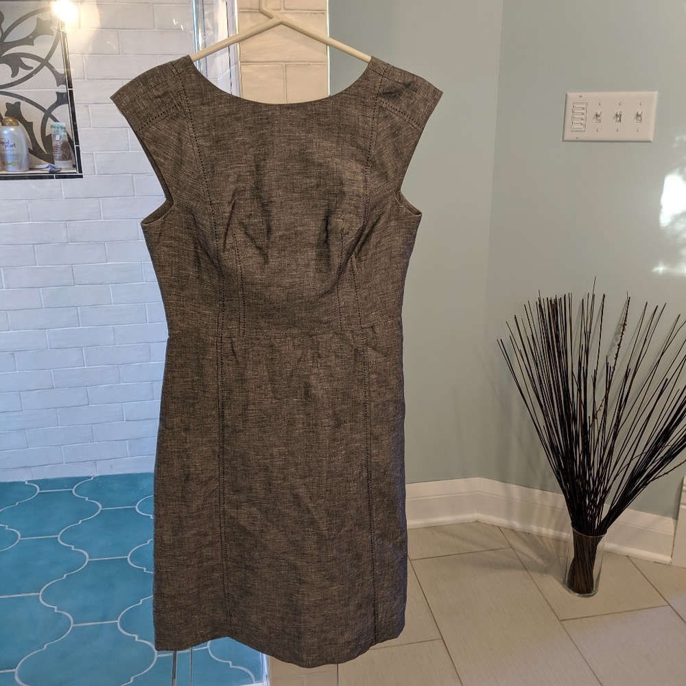Gray and white linen blend BR A-line dress